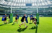 29 March 2019; Dan Leavy, left, and Rhys Ruddock during the Leinster Rugby captain's run at the Aviva Stadium in Dublin. Photo by Ramsey Cardy/Sportsfile