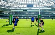 29 March 2019; Ross Byrne, left, and James Tracy during the Leinster Rugby captain's run at the Aviva Stadium in Dublin. Photo by Ramsey Cardy/Sportsfile