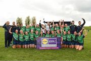 30 March 2019; Scoil Chríost Rí squad and management team celebrate with the the cup after the Lidl All-Ireland Post-Primary Schools Senior A Final match between Loreto, Clonmel, and Scoil Chríost Rí, Portlaoise, at John Locke Park in Callan, Co Kilkenny. Photo by Diarmuid Greene/Sportsfile