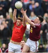 30 March 2019; Ryan Burns of Louth in action against James Dolan of Westmeath during the Allianz Football League Roinn 3 Round 6 match between Louth and Westmeath at the Gaelic Grounds in Drogheda, Louth. Photo by Oliver McVeigh/Sportsfile
