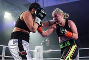 30 March 2019; Katelynn Phelan, right, and Monika Antonik during their super lightweight bout at the National Stadium in Dublin. Photo by Seb Daly/Sportsfile
