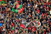 31 March 2019; Mayo supporters in the Cusack Stand celebrate as the players pass by with the cup after the Allianz Football League Division 1 Final match between Kerry and Mayo at Croke Park in Dublin. Photo by Ray McManus/Sportsfile