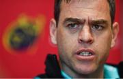 1 April 2019; Head coach Johann van Graan during a Munster Rugby Press Conference at University of Limerick in Limerick. Photo by Piaras Ó Mídheach/Sportsfile