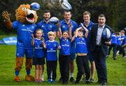 3 April 2019; The Bank of Ireland Leinster Rugby Summer Camps and new inclusion camps were launched by Leinster Rugby stars Josh Van Der Flier, Rhys Ruddock, Robbie Henshaw and mascot Leo the Lion along with Rory Carty, Head of Youth Banking, Bank of Ireland, right, and school kids, from left, Kate Gunne, age 9, Vincent Hoolahan, age 10, Molly Kearney, age 8 and Andrew Quinlan, age 9, at a pop up training session in St. Mary’s National School, Ranelagh. The camps will run in 27 different venues across the province throughout July and August. Visit www.leinsterrugby.ie/camps for more information. Photo by David Fitzgerald/Sportsfile