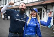 6 April 2019; Leinster supporters Darryl Burrows and Felicia Romazanov, from Greystones, Co. Wicklow prior to the Guinness PRO14 Round 19 match between Leinster and Benetton at the RDS Arena in Dublin. Photo by David Fitzgerald/Sportsfile
