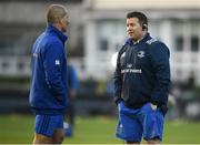 6 April 2019; Leinster scrum coach John Fogarty, right, and senior coach Stuart Lancaster prior to the Guinness PRO14 Round 19 match between Leinster and Benetton at the RDS Arena in Dublin. Photo by David Fitzgerald/Sportsfile