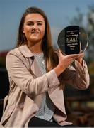 10 April 2019; Aimee Mackin of Armagh with The Croke Park / LGFA Player of the Month award for March at The Croke Park Hotel in Jones Road, Dublin. In Armagh’s Lidl National League fixtures against Tyrone, Clare and Kerry in March, Aimee scored a combined total of 3-23. Aimee was also in brilliant form for her college Ulster University Jordanstown in the Gourmet Food Parlour Giles Cup. In the Final victory over Waterford IT, Aimee scored 2-11 of UUJ’s 2-17 tally. Clontarf defeated Emmet Óg at Parnell Park. Photo by Eóin Noonan/Sportsfile