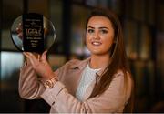 10 April 2019; Aimee Mackin of Armagh with The Croke Park / LGFA Player of the Month award for March at The Croke Park Hotel in Jones Road, Dublin. In Armagh’s Lidl National League fixtures against Tyrone, Clare and Kerry in March, Aimee scored a combined total of 3-23. Aimee was also in brilliant form for her college Ulster University Jordanstown in the Gourmet Food Parlour Giles Cup. In the Final victory over Waterford IT, Aimee scored 2-11 of UUJ’s 2-17 tally. Clontarf defeated Emmet Óg at Parnell Park. Photo by Eóin Noonan/Sportsfile