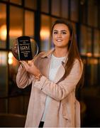 10 April 2019; Aimee Mackin of Armagh with The Croke Park / LGFA Player of the Month award for March at The Croke Park Hotel in Jones Road, Dublin. In Armagh’s Lidl National League fixtures against Tyrone, Clare and Kerry in March, Aimee scored a combined total of 3-23. Aimee was also in brilliant form for her college Ulster University Jordanstown in the Gourmet Food Parlour Giles Cup. In the Final victory over Waterford IT, Aimee scored 2-11 of UUJ’s 2-17 tally. Clontarf defeated Emmet Óg at Parnell Park. Photo by Eóin Noonan/Sportsfile