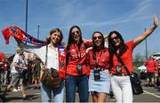 20 April 2019; Munster supporters, from left, Harriet Fuller, Alwyn Kennedy, Elizabeth Quinn and Edel Earls prior to the Heineken Champions Cup Semi-Final match between Saracens and Munster at the Ricoh Arena in Coventry, England. Photo by David Fitzgerald/Sportsfile