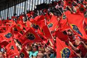 20 April 2019; Munster flags in the crowd during the Heineken Champions Cup Semi-Final match between Saracens and Munster at the Ricoh Arena in Coventry, England. Photo by Brendan Moran/Sportsfile