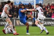 27 April 2019; Joe Tomane of Leinster is tackled by Darren Cave of Ulster during the Guinness PRO14 Round 21 match between Ulster and Leinster at the Kingspan Stadium in Belfast. Photo by Oliver McVeigh/Sportsfile