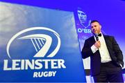 28 April 2019; Leinster Rugby departee Sean O'Brien is interviewed on stage. The Leinster Rugby Awards Ball, taking place at the InterContinental Dublin and MC’d by Darragh Maloney, were a celebration of the 2018/19 Leinster Rugby season to date and over the course of the evening Leinster Rugby acknowledged the contributions of departees Seán O’Brien, Jack McGrath, Noel Reid, Mick Kearney, Nick McCarthy, Tom Daly and Ian Nagle. Former Leinster, Ireland and British & Irish Lions player Paul Dean was inducted into the Guinness Hall of Fame. Some of the other Award winners on the night included; St. Michael’s College (Deep River Rock School of the Year), Larry Halpin, Terenure College (Beauchamps Contribution to Leinster Rugby Award), Naas RFC (CityJet Senior Club of the Year), Patrician Secondary School Newbridge (Irish Independent Development School of the Year Award), Suttonians RFC (Bank of Ireland Junior Club of the Year) and Sene Naoupu (Energia Women’s Rugby Award). Photo by Ramsey Cardy/Sportsfile