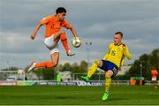 3 May 2019; Ki-Jana Hoever of Netherlands in action against Totte Holmkvist of Sweden during the 2019 UEFA European Under-17 Championships Group B match between Netherlands and Sweden at the Regional Sports Centre in Waterford. Photo by Ramsey Cardy/Sportsfile