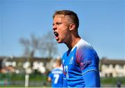 4 May 2019; Orri Hrafn Kjartansson of Iceland celebrates at the final whistle following his side's victory during the 2019 UEFA European Under-17 Championships Group C match between Iceland and Russia at Home Farm FC in Whitehall, Dublin. Photo by Seb Daly/Sportsfile