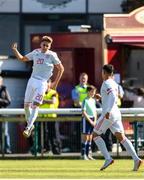 4 May 2019; Robert Navarro Muñoz of Spain celebrates after scoring his side's second goal of the game during the 2019 UEFA European Under-17 Championships Group D match between Spain and Austria at the Carlisle Grounds in Bray, Co Wicklow. Photo by Eóin Noonan/Sportsfile