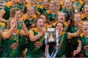 4 May 2019; Meath players celebrating with the cup after the Lidl Ladies NFL Division 3 Final between Meath and Sligo at St Tiernach's Park, Clones in Monaghan. Photo by Oliver McVeigh/Sportsfile