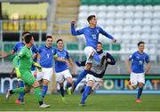 4 May 2019; Sebastiano Esposito of Italy, 10, celebrates after scoring his side's second goal during the 2019 UEFA European Under-17 Championships Group D match between Germany and Italy at Tallaght Stadium in Dublin. Photo by Seb Daly/Sportsfile