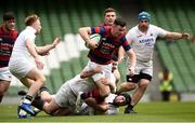 5 May 2019; Matthew Darcy of Clontarf is tackled by Dylan Murphy and Evan Mintern of Cork Constitution during the All-Ireland League Division 1 Final match between Cork Constitution and Clontarf at the Aviva Stadium in Dublin. Photo by Oliver McVeigh/Sportsfile