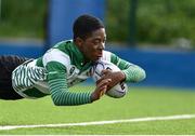 5 May 2019; Balbriggan score a try against Cill Dara during the Leinster Rugby U14 Division 2 Final match between Balbriggan and Cill Dara at Energia Park in Dublin. Photo by Matt Browne/Sportsfile