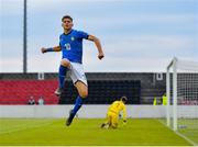 7 May 2019; Sebastiano Esposito of Italy celebrates after scoring his side's first goal during the 2019 UEFA European Under-17 Championships Group D match between Italy and Austria at City Calling Stadium in Longford. Photo by Seb Daly/Sportsfile