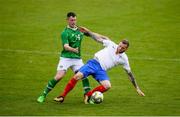 8 May 2019; Michael Campbell of United Kingdom Armed Forces and David Long of Irish Defence Forces during the match between Irish Defence Forces and United Kingdom Armed Forces at Richmond Park in Dublin. Photo by Stephen McCarthy/Sportsfile