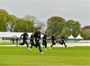 9 May 2019; Barry McCarthy of Ireland trains with team-mates shortly before play was cancelled during the One Day International match between Ireland and Bangladesh at Malahide Cricket Ground in Malahide, Dublin. Photo by Seb Daly/Sportsfile