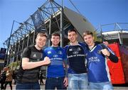 11 May 2019; Leinster supporters, from left, Tadhg Collins, Glen Dudley, Conor Persil and John Ridgeway prior to the Heineken Champions Cup Final match between Leinster and Saracens at St James' Park in Newcastle Upon Tyne, England. Photo by David Fitzgerald/Sportsfile