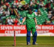 11 May 2019; Kevin O’Brien of Ireland acknowledges the crowd after scoring a half-century during the One Day International match between Ireland and West Indies at Malahide Cricket Ground, Malahide, Dublin.  Photo by Seb Daly/Sportsfile