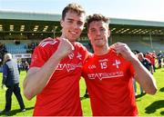 12 May 2019; Conor Early and Declan Byrne of  Louth celebrate after the Leinster GAA Football Senior Championship Round 1 match between Wexford and Louth at Innovate Wexford Park in Wexford.   Photo by Matt Browne/Sportsfile