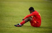 12 May 2019; Franck Idumbo-Muzambo of Belgium following defeat in the 2019 UEFA European Under-17 Championships quarter-final match between Belgium and Netherlands at Carlisle Grounds in Bray, Wicklow. Photo by Stephen McCarthy/Sportsfile