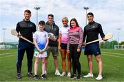 16 May 2019; In attendance during the Aldi Community Games Festival Launch are, from left, Tom Morrissey of Limerick, Eoin Barrett, aged 11, former Munster rugby player Ronan O'Mahony, hurdler Sarah Lavin, Cara Barrett, aged 14, and Sean Finn of Limerick, after presenting them with Community Games Commemorative medals at Maguires Field, University of Limerick in Limerick. Photo by Sam Barnes/Sportsfile