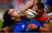 18 May 2019; James Lowe of Leinster is tackled by CJ Stander of Munster during the Guinness PRO14 semi-final match between Leinster and Munster at the RDS Arena in Dublin. Photo by Ramsey Cardy/Sportsfile