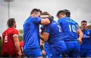 18 May 2019; Seán Cronin of Leinster celebrates with team-mate Cian Healy, left, after scoring his side's first try during the Guinness PRO14 semi-final match between Leinster and Munster at the RDS Arena in Dublin. Photo by Ramsey Cardy/Sportsfile