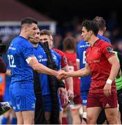 18 May 2019; Jonathan Sexton of Leinster shakes hands with Joey Carbery of Munster following the Guinness PRO14 semi-final match between Leinster and Munster at the RDS Arena in Dublin. Photo by Harry Murphy/Sportsfile