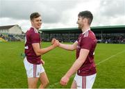 19 May 2019; Martin Farragher,right, and Robert Finnerty of Galway embrace following the Connacht GAA Football Senior Championship semi-final match between Sligo and Galway at Markievicz Park in Sligo. Photo by Harry Murphy/Sportsfile