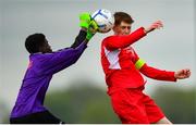 19 May 2019; Ian Drinan of Cork in action against Amos Dezu of DDSL during the Under 16 SFAI Subway Championship Final match between DDSL and Cork at Mullingar Athletic in Gainstown, Westmeath. Photo by Ramsey Cardy/Sportsfile