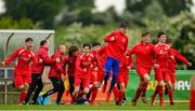 19 May 2019; The Cork team celebrate at the final whistle of the Under 16 SFAI Subway Championship Final match between DDSL and Cork at Mullingar Athletic in Gainstown, Westmeath. Photo by Ramsey Cardy/Sportsfile