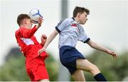 19 May 2019; Ian Drinan of Cork in action against Jack Warren of DDSL during the Under 16 SFAI Subway Championship Final match between DDSL and Cork at Mullingar Athletic in Gainstown, Westmeath. Photo by Ramsey Cardy/Sportsfile