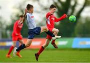 19 May 2019; Ethan Giltinan of Cork in action against Matthew O'Brien of DDSL during the Under 16 SFAI Subway Championship Final match between DDSL and Cork at Mullingar Athletic in Gainstown, Westmeath. Photo by Ramsey Cardy/Sportsfile