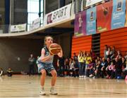 25 May 2019; Aisling Jordan from Oranmore, Co. Galway competing in the Basketball Under 13 and Over 10 Girls  event during Day 1 of the Aldi Community Games May Festival, which saw over 3,500 children take part in a fun-filled weekend at the University of Limerick. Photo by Harry Murphy/Sportsfile