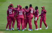 5 May 2019; The West Indies team celebrate the wicket of Shauna Kavanagh of Ireland during the T20 International between Ireland and West Indies at the YMCA Cricket Ground, Ballsbridge, Dublin.  Photo by Brendan Moran/Sportsfile