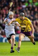 26 May 2019; Jack O'Connor of Wexford in action against John Hanbury of Galway during the Leinster GAA Hurling Senior Championship Round 3A match between Galway and Wexford at Pearse Stadium in Galway. Photo by Stephen McCarthy/Sportsfile