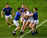 26 May 2019; Kevin O'Callaghan of Kildare is surrounded by Longford players, Colm P. Smyth, Andrew Farrell, James McGivney, Padraig McCormack and David McGivney in the last seconds of the GAA Football Senior Championship Quarter-Final match between Longford and Kildare at Bord na Mona O’Connor Park in Tullamore, Offaly. Photo by Ray McManus/Sportsfile