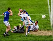 26 May 2019; David McGivney of Longford , left, looks on as Michael Quinn of Longford, hidden by the Kildare full back David Hyland, shoots past goalkeeper Mark Donnellan and Eoin Doyle to score a goal during extra trime in the the GAA Football Senior Championship Quarter-Final match between Longford and Kildare at Bord na Mona O’Connor Park in Tullamore, Offaly. Photo by Ray McManus/Sportsfile