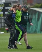 5 May 2019; Laura Delany of Ireland leaves the pitch with an injury during the T20 International between Ireland and West Indies at the YMCA Cricket Ground, Ballsbridge, Dublin.  Photo by Brendan Moran/Sportsfile