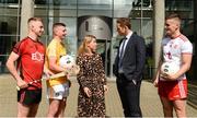 28 May 2019; Mark Fisher Ulster University and Down Hurler, Pat Brannigan, Ulster University and Antrim footballer, Amanda Castray Ulster University Director of campus life. Paul Flynn GPA CEO, and Michael McKernan, Ulster University and Tyrone footballer at the GPA UUJ Scholarship Launch at Ulster University's Jordanstown Campus in Newtownabbey, Co. Antrim. Photo by Oliver McVeigh/Sportsfile