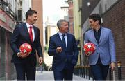 28 May 2019; Virgin Media pundits Niall Quinn, left, Graeme Souness, centre, and Keith Andrews pictured at Virgin Media Television’s launch to celebrate Finals Week with live coverage of the UEFA Europa League Final & the UEFA Champions League Final. Virgin Media Television is the home of European Football this week with live coverage of the UEFA Europa League Final on Wednesday 29th May from 6.30pm on both Virgin Media Two & Virgin Media Sport and the UEFA Champions League Final on Saturday 1st June from 6pm on Virgin Media One & Virgin Media Sport. Photo by Ramsey Cardy/Sportsfile
