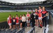 28 May 2019; In attendence at today’s sponsorship launch between Cuala and Amgen at Croke Park in Dublin is Cuala's county football, ladies football and camogie players, from left, Peadar O'Coifigh Byrne, Hannah O'Dea, Conor Mullaly, Sinead Wylde, Director of HR at Amgen Olive Casey, Con O'Callaghan, VP of Amgen Allen Harmon, Jennifer Dunne, Michael Fitzsimons and Roisin O'Grady which is the first ever GAA club sponsorship to include education and employment incentives. Photo by Harry Murphy/Sportsfile