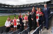 28 May 2019; In attendence at today’s sponsorship launch between Cuala and Amgen at Croke Park in Dublin is Cuala's county football, ladies football and camogie players, from left, Camogie Selector Siobhan Sheehan, Peadar O'Coifigh Byrne, Hannah O'Dea, Conor Mullaly, Director of HR at Amgen Olive Casey, Sinead Wylde, Cuala Chairman Damien McKeown,  Con O'Callaghan, VP of Amgen Allen Harmon, Uachtaráin Cumann Lúthchleas Gael John Horan, Jennifer Dunne, Michael Fitzsimons, Roisin O'Grady and Cuala Football Chairman Brian Mullaly which is the first ever GAA club sponsorship to include education and employment incentives. Photo by Harry Murphy/Sportsfile